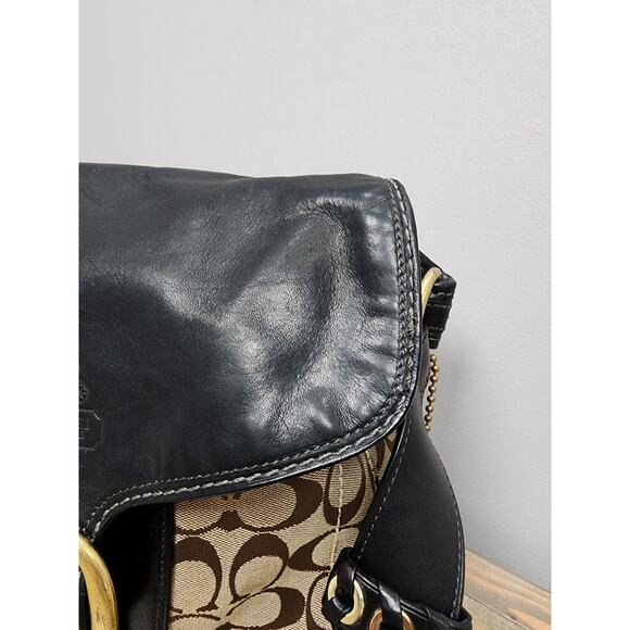 COACH AUTHENTIC BLEEKER SIGNATURE CANVAS LEATHER FLAP SHOULDER BAG 11434 - Picture 4 of 16